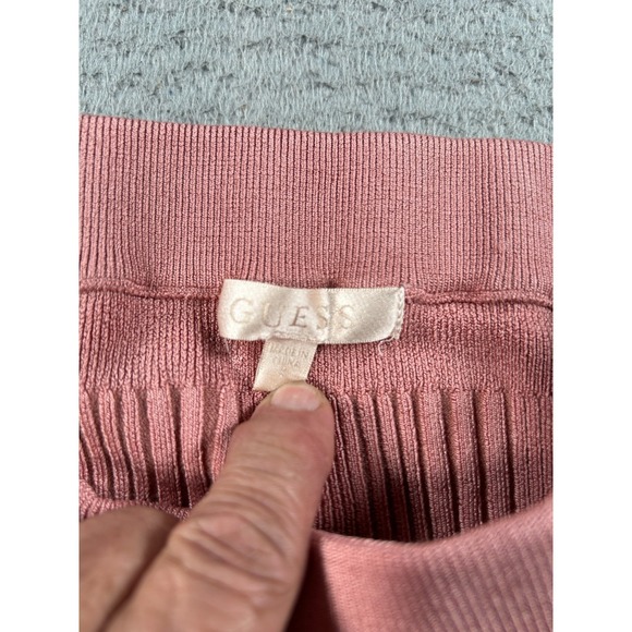 Guess Skirt Women's Small Pink Bandage Midi Ribbed Knit Cocktail Party Stretch - Picture 3 of 11